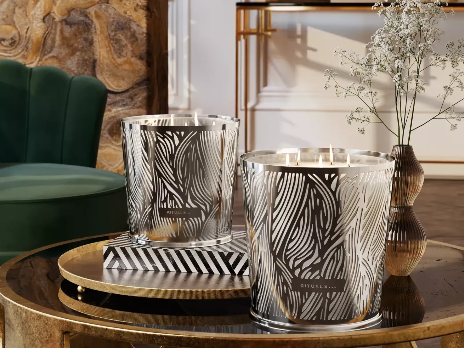 Rituals Candele Profumate|XL Orris Mimosa Scented Candle With Metal Sleeve